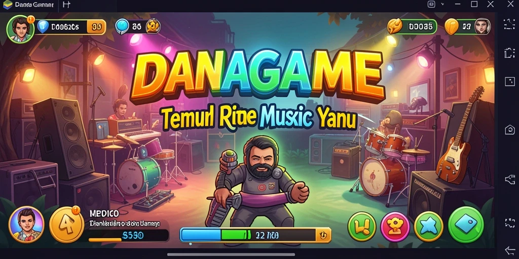 Screenshot gameplay DANAGAME menampilkan pemain bernyanyi mengikuti notasi musik.