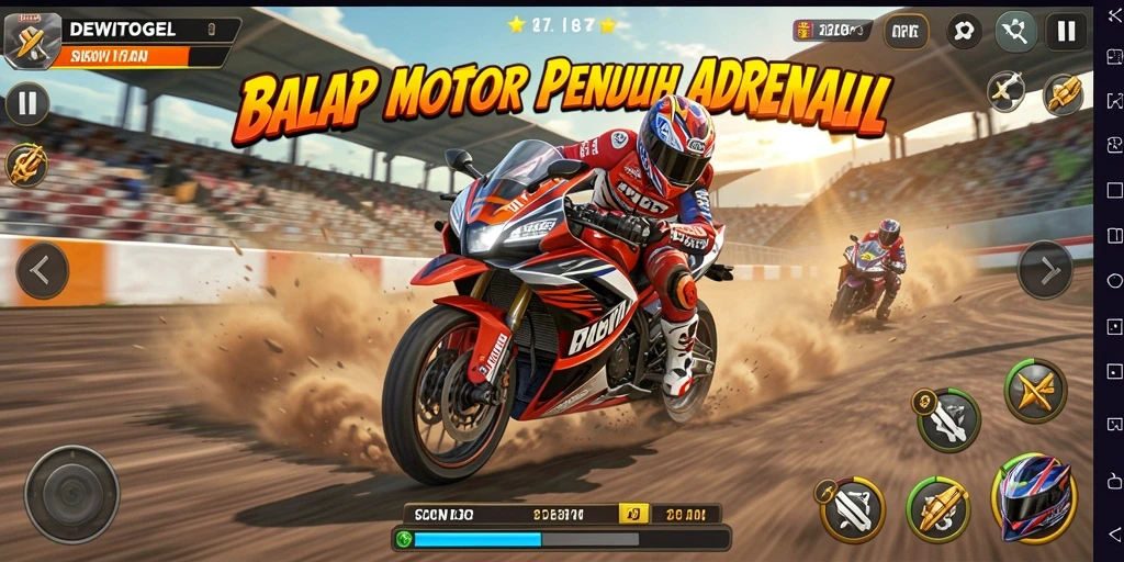 Tampilan seru gameplay balap motor di DEWITOGEL.
