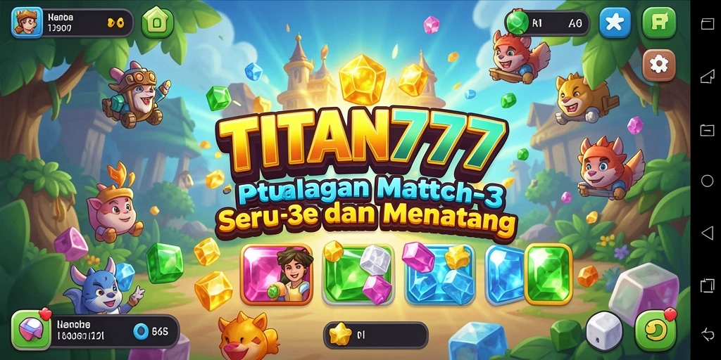 Tampilan gameplay seru dari TITAN777 dengan aksi match-3 yang cepat.